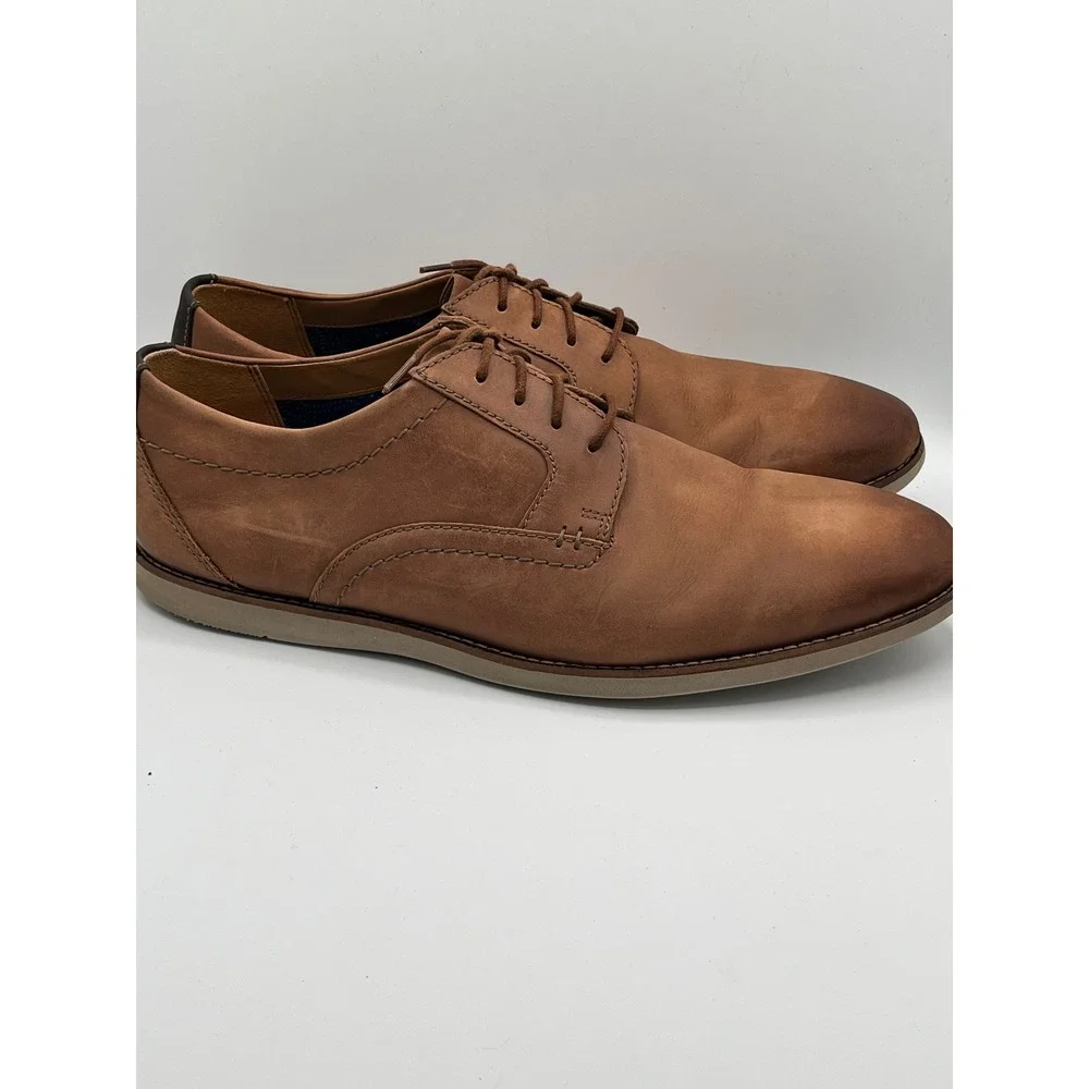 Clarks Men Tilden Cap Tan Leather Derby Oxford Shoes Brown Size 12M 261331777